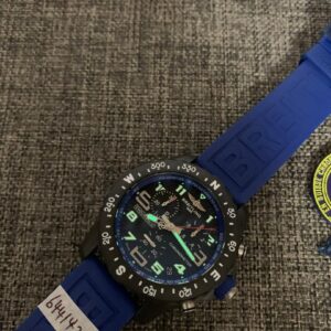 Breitling Endurance Pro watch with a blue rubber strap and a black dial,